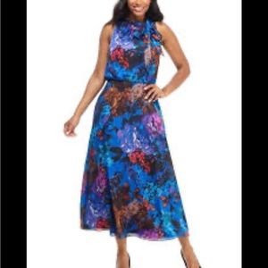 London Times blue floral midi dress size 6